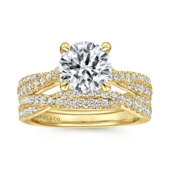 Best Gabriel & Co. Quinlan - 14K Yellow Gold Twisted Round Diamond Engagement Ring