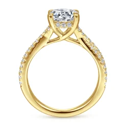 Best Gabriel & Co. Quinlan - 14K Yellow Gold Twisted Round Diamond Engagement Ring