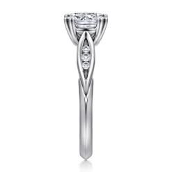 Clearance Gabriel & Co. Quinn - 14K White Gold Cushion Cut Diamond Channel Set Engagement Ring