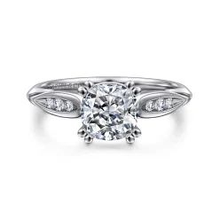 Clearance Gabriel & Co. Quinn - 14K White Gold Cushion Cut Diamond Channel Set Engagement Ring