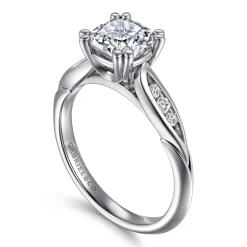 Clearance Gabriel & Co. Quinn - 14K White Gold Cushion Cut Diamond Channel Set Engagement Ring