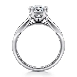 Clearance Gabriel & Co. Quinn - 14K White Gold Cushion Cut Diamond Channel Set Engagement Ring
