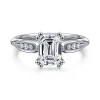 Outlet Gabriel & Co. Quinn - 14K White Gold Emerald Cut Diamond Channel Set Engagement Ring