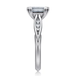 Outlet Gabriel & Co. Quinn - 14K White Gold Emerald Cut Diamond Channel Set Engagement Ring