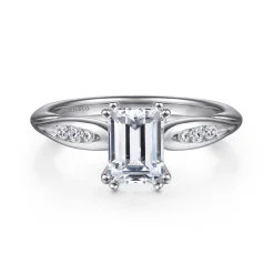 Outlet Gabriel & Co. Quinn - 14K White Gold Emerald Cut Diamond Channel Set Engagement Ring