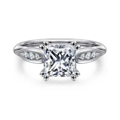 Discount Gabriel & Co. Quinn - 14K White Gold Princess Cut Diamond Channel Set Engagement Ring