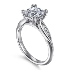 Discount Gabriel & Co. Quinn - 14K White Gold Princess Cut Diamond Channel Set Engagement Ring