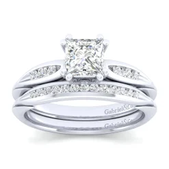 Clearance Gabriel & Co. Quinn - 14K White Gold Princess Cut Diamond Channel Set Engagement Ring
