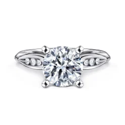 Discount Gabriel & Co. Quinn - 14K White Gold Round Diamond Channel Set Engagement Ring