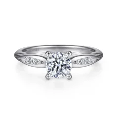 Discount Gabriel & Co. Quinn - 14K White Gold Round Diamond Channel Set Engagement Ring