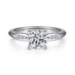 New Gabriel & Co. Quinn - 14K White Gold Round Diamond Engagement Ring