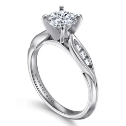 New Gabriel & Co. Quinn - 14K White Gold Round Diamond Engagement Ring