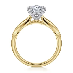 Discount Gabriel & Co. Quinn - 14K White-Yellow Gold Pear Shape Diamond Channel Set Engagement Ring