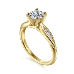 Clearance Gabriel & Co. Quinn - 14K White-Yellow Gold Round Diamond Channel Set Engagement Ring