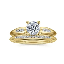 Clearance Gabriel & Co. Quinn - 14K White-Yellow Gold Round Diamond Channel Set Engagement Ring