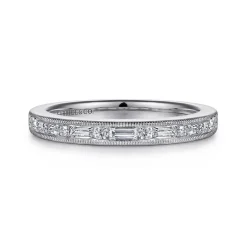 Online Gabriel & Co. Raigne - 14K White Gold Channel Set Baguette and Round Diamond Anniversary Band - 0.35 ct