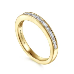 Sale Gabriel & Co. Raigne - 14K Yellow Gold Channel Set Baguette and Round Diamond Anniversary Band - 0.35 ct