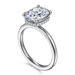 New Gabriel & Co. Rainah - 14K White Gold Elongated Cushion Diamond Engagement Ring