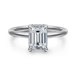 Discount Gabriel & Co. Rainah - 14K White Gold Emerald Cut Diamond Engagement Ring