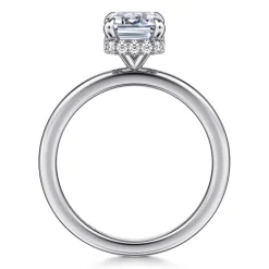 Hot Gabriel & Co. Rainah - 14K White Gold Emerald Cut Diamond Engagement Ring