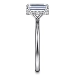 Hot Gabriel & Co. Rainah - 14K White Gold Emerald Cut Diamond Engagement Ring