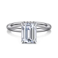 Hot Gabriel & Co. Rainah - 14K White Gold Emerald Cut Diamond Engagement Ring