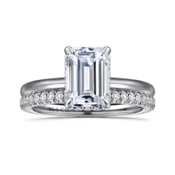 Hot Gabriel & Co. Rainah - 14K White Gold Emerald Cut Diamond Engagement Ring