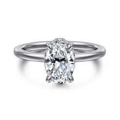 Clearance Gabriel & Co. Rainah - 18K White Gold Oval Diamond Engagement Ring
