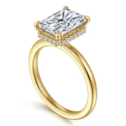 New Gabriel & Co. Rainah - 14K White Gold Radiant Cut Diamond Engagement Ring