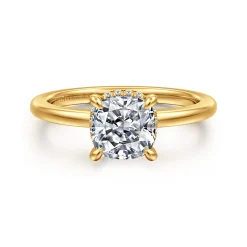 New Gabriel & Co. Rainah - 18K Yellow Gold Cushion Cut Diamond Engagement Ring