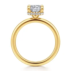 New Gabriel & Co. Rainah - 18K Yellow Gold Cushion Cut Diamond Engagement Ring