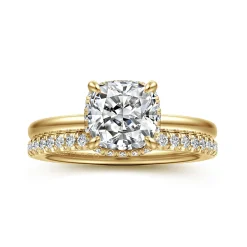 Online Gabriel & Co. Rainah - 14K Yellow Gold Cushion Diamond Engagement Ring