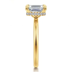 Discount Gabriel & Co. Rainah - 18K Yellow Gold Emerald Cut Diamond Engagement Ring