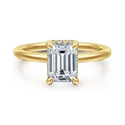 New Gabriel & Co. Rainah - 14K Yellow Gold Emerald Cut Diamond Engagement Ring