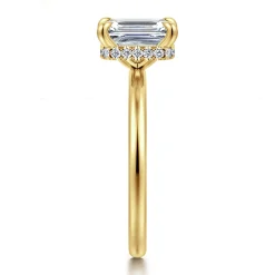 New Gabriel & Co. Rainah - 14K Yellow Gold Emerald Cut Diamond Engagement Ring