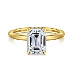 Clearance Gabriel & Co. Rainah - 14K Yellow Gold Emerald Cut Diamond Engagement Ring