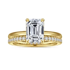 Clearance Gabriel & Co. Rainah - 14K Yellow Gold Emerald Cut Diamond Engagement Ring