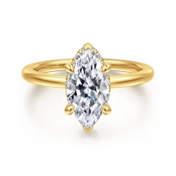 New Gabriel & Co. Rainah - 18K Yellow Gold Marquise Shape Diamond Engagement Ring