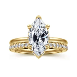 Sale Gabriel & Co. Rainah - 14K Yellow Gold Marquise Shape Diamond Engagement Ring