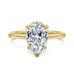 Clearance Gabriel & Co. Rainah - 14K Yellow Gold Pear Shape Diamond Engagement Ring