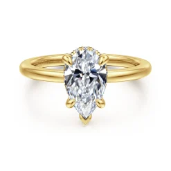 Outlet Gabriel & Co. Rainah - 14K Yellow Gold Pear Shape Diamond Engagement Ring