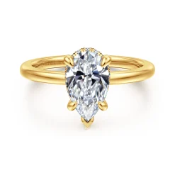 Sale Gabriel & Co. Rainah - 18K Yellow Gold Pear Shape Diamond Engagement Ring