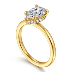 Sale Gabriel & Co. Rainah - 18K Yellow Gold Pear Shape Diamond Engagement Ring