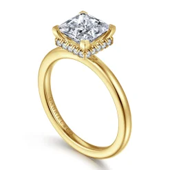 Hot Gabriel & Co. Rainah - 14K Yellow Gold Princess Diamond Engagement Ring