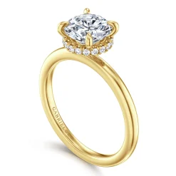 Best Gabriel & Co. Rainah - 14K Yellow Gold Round Diamond Engagement Ring