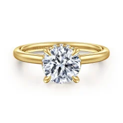 Best Gabriel & Co. Rainah - 14K Yellow Gold Round Diamond Engagement Ring