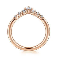 Outlet Gabriel & Co. Raine - Curved 14K Rose Gold Princess Cut and Round Diamond Anniversary Band - 0.3 ct