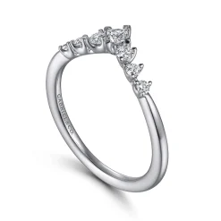 Discount Gabriel & Co. Raine - Curved 14K White Corner Prong Gold Princess Cut and Prong set Round Diamond Anniversary Band - 0.3 ct
