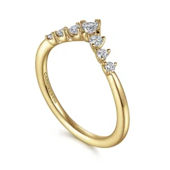 Discount Gabriel & Co. Raine - Curved 14K Yellow Gold Princess Cut and Round Diamond Anniversary Band - 0.3 ct