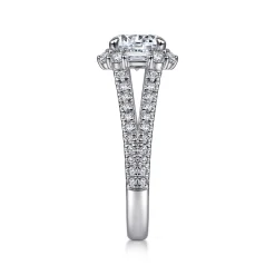 Discount Gabriel & Co. Rainier - 14K White Gold Cushion Halo Round Diamond Engagement Ring
